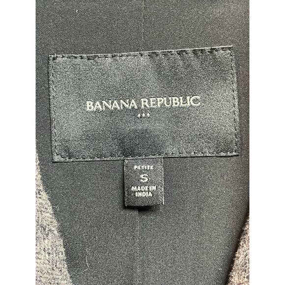 Banana Republic womens Wool blend Vest zipper Small petite gray herringbone - Picture 4 of 7